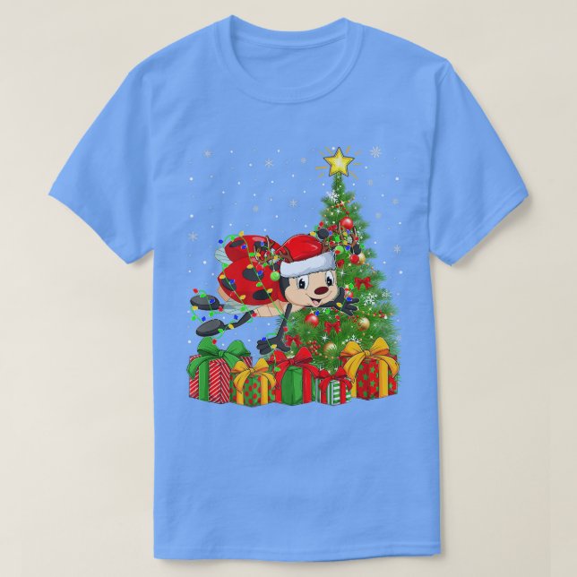 Ladybird Lighting Julafton Träd Santa Hat Ladybird T Shirt (Design framsida)