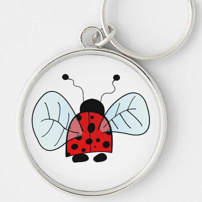 Ladybird Rund Silverfärgad Nyckelring (Framsidan)