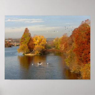 Ladybird Sjö Fall Rower - Downtown Austin Texas Poster