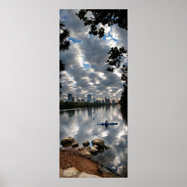 Ladybird Sjö Kayak - Skyline - Austin Texas Poster (Framsidan)