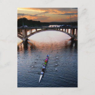 Ladybird Sjö Rwing Scull Sunset - Austin Texas Vykort