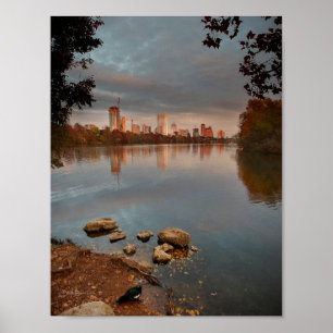 Ladybird Sjö Sunrise 2 - Austin Texas Skyline Poster