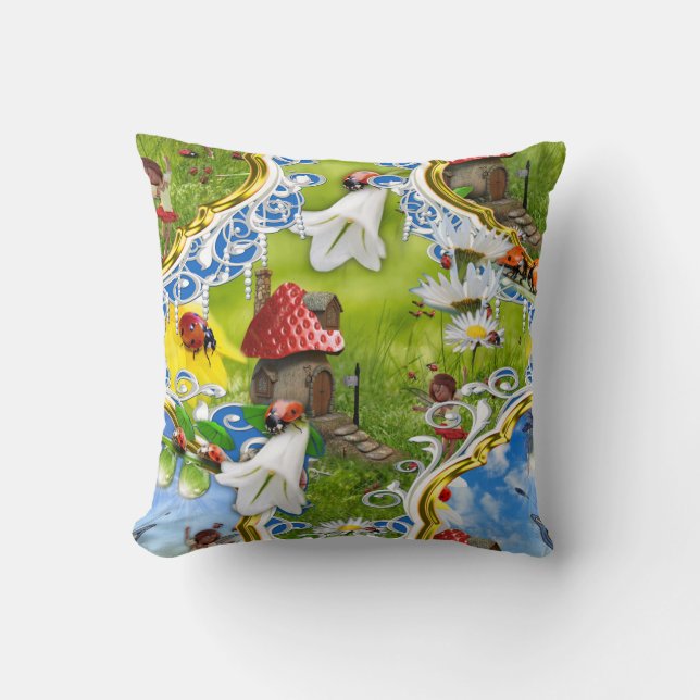 LADYBIRDS AND BUTTERFLIES THROW PILLOW KUDDE (Framsida)