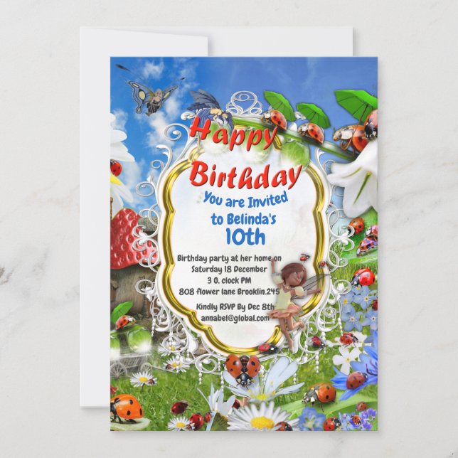 LADYBIRDS OCH BUTTERFLIES INBJUDNINGAR (Framsida)