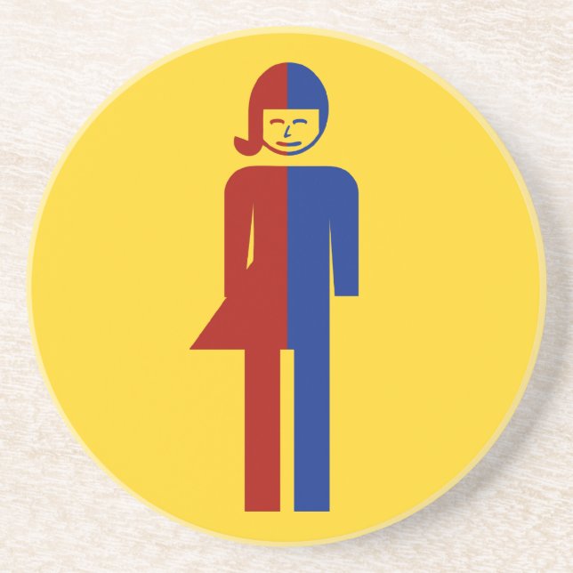 Ladyboy/Tomboy Toilet ⚠ thai-skylt ⚠ Underlägg Sandsten (Framsidan)