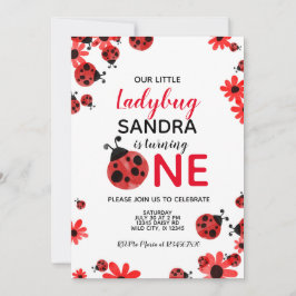 Ladybug 1:a Flicka-födelsedagsinbjudan Inbjudningar