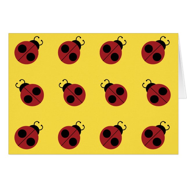 Ladybug 60s, röd gult för coola hälsningskort (Framsidan Horizontal)