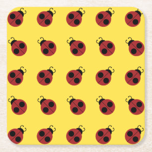 Ladybug 60s, röd gult för coola underlägg papper kvadrat