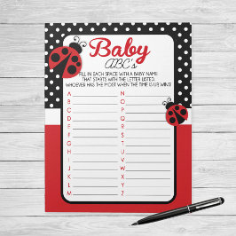 Ladybug ABC Baby Namn Shower Game Pack Anteckningsblock