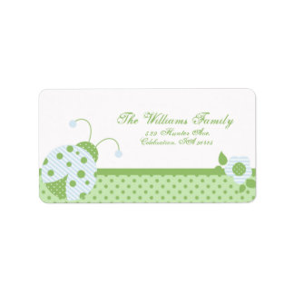 Ladybug Address Label-blue-grönt Adressetikett