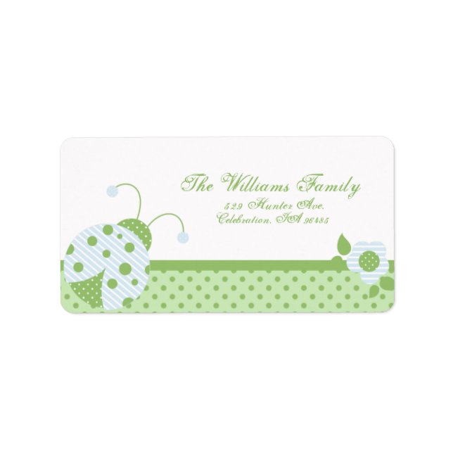 Ladybug Address Label-blue-grönt Adressetikett (Framsidan)