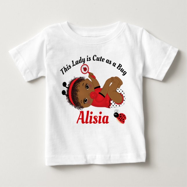 Ladybug African American Girl Baby T-Shirt (Framsida)