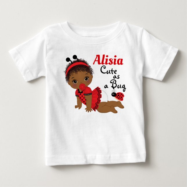 Ladybug African American Girl Baby T-Shirt (Framsida)