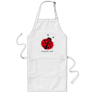 Ladybug Älskare Cute Tecknad Roligt Red Girly Long Långt Förkläde