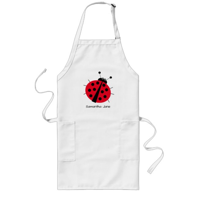 Ladybug Älskare Cute Tecknad Roligt Red Girly Long Långt Förkläde (Framsidan)