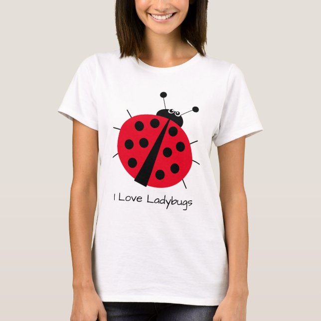 ladybug älskare söt tecknad roligt röd t shirt (Framsida)
