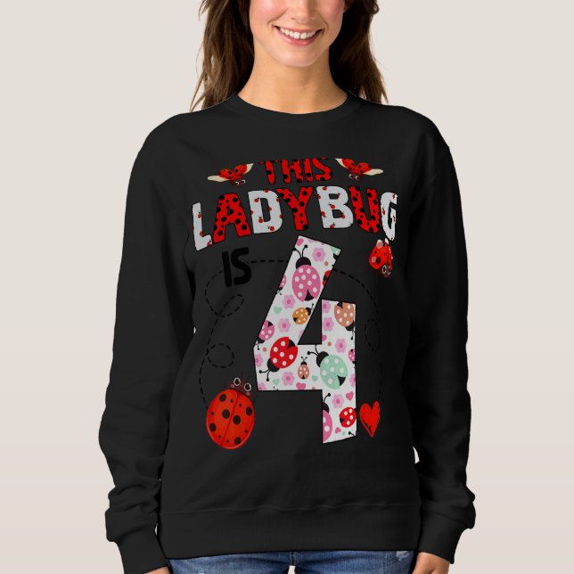 Ladybug är 4 år gammalt ladybug-tema t shirt (Framsida)