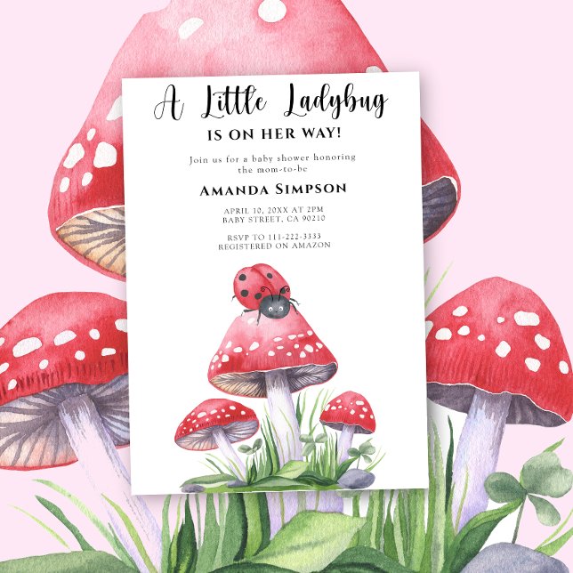 Ladybug är på väg att visa inbjudet till babydusch inbjudningar (Skapare uppladdad)