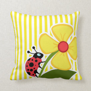 Ladybug; Aureolin Gult Rand; Stripe Kudde