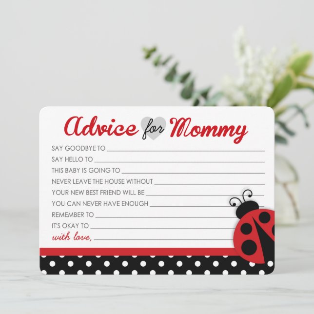 Ladybug Baby Shower Advice-kort Rådkort (Stående Fram)