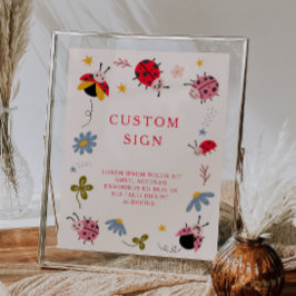 Ladybug Baby Shower Anpassningsbar Sign Poster