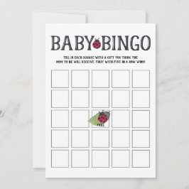 Ladybug Baby Shower Bingo Card Inbjudningar