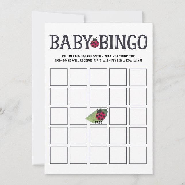 Ladybug Baby Shower Bingo Card Inbjudningar (Framsida)