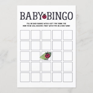 Ladybug Baby Shower Bingo Card Inbjudningar