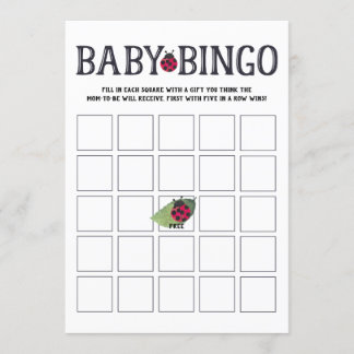 Ladybug Baby Shower Bingo Card Inbjudningar