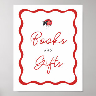 Ladybug Baby Shower Bokar och Gifts-tecken Poster