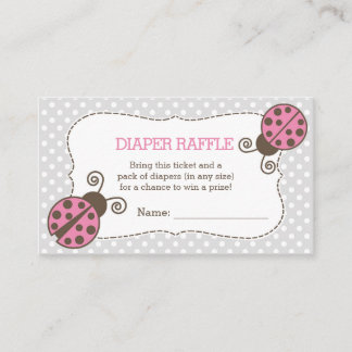Ladybug Baby Shower Diaper Raffle Biljett Rosa Grå Tilläggskort