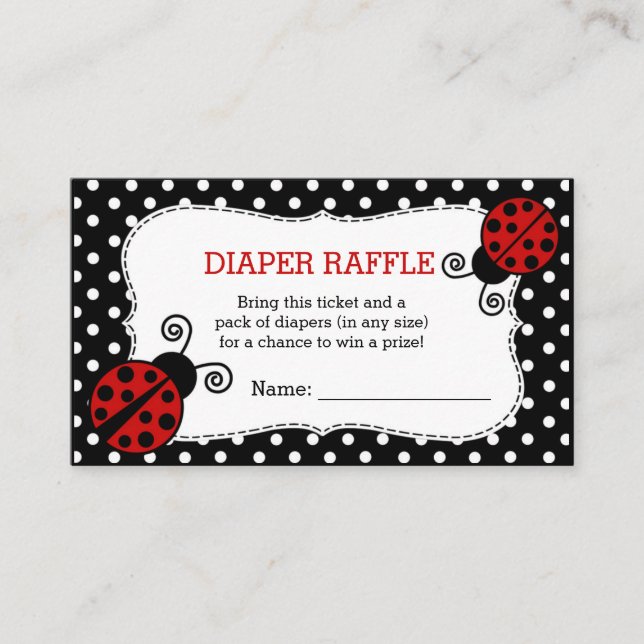 Ladybug Baby Shower Diaper Raffle Biljett Tilläggskort (Framsida)