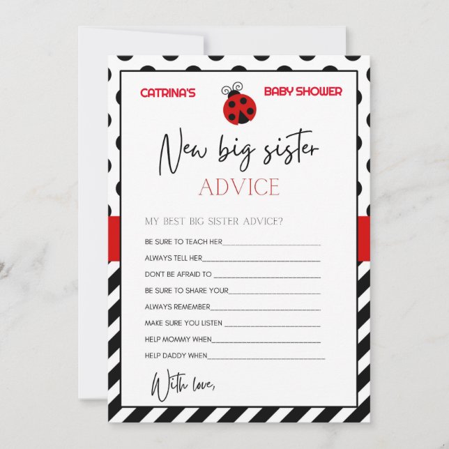 Ladybug Baby Shower - Editable Namn, 5x7 Inbjudningar (Framsida)