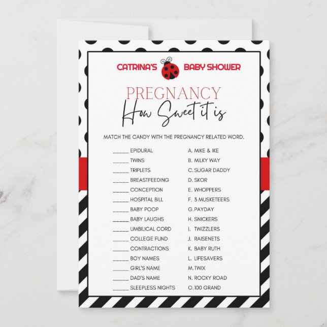 Ladybug Baby Shower - Editable Namn, 5x7 Inbjudningar (Framsida)