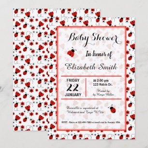 Ladybug Baby Shower eller Födelsedagsfest inbjudan