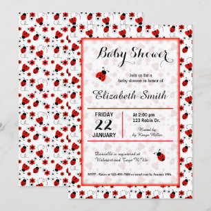 Ladybug Baby Shower Girl Födelsedagsfest inbjudan