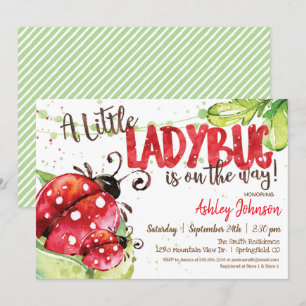Ladybug Baby Shower-inbjudan, flicka Inbjudningar
