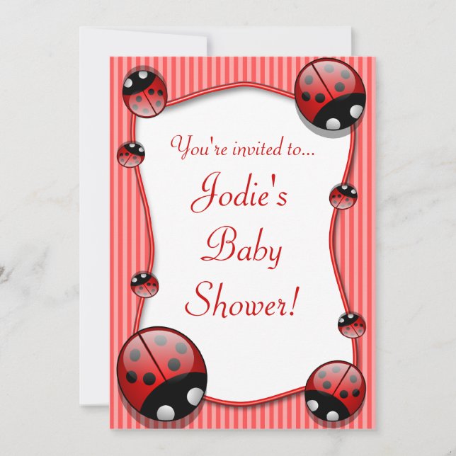 Ladybug Baby Shower-inbjudan Inbjudningar (Framsida)