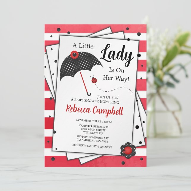Ladybug Baby Shower-inbjudan Inbjudningar (Stående Fram)