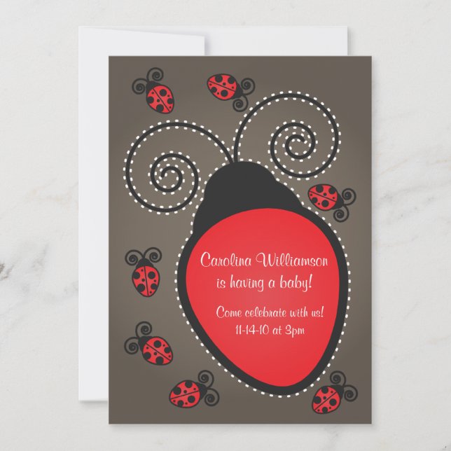 Ladybug Baby Shower-inbjudan Inbjudningar (Framsida)