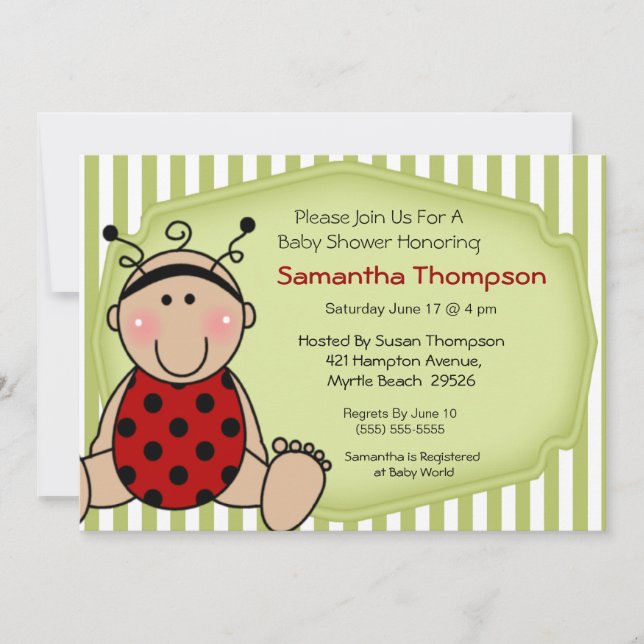 Ladybug Baby Shower-inbjudan Inbjudningar (Framsida)