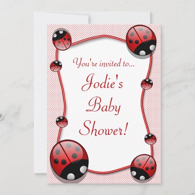 Ladybug Baby Shower-inbjudan Inbjudningar (Framsida)