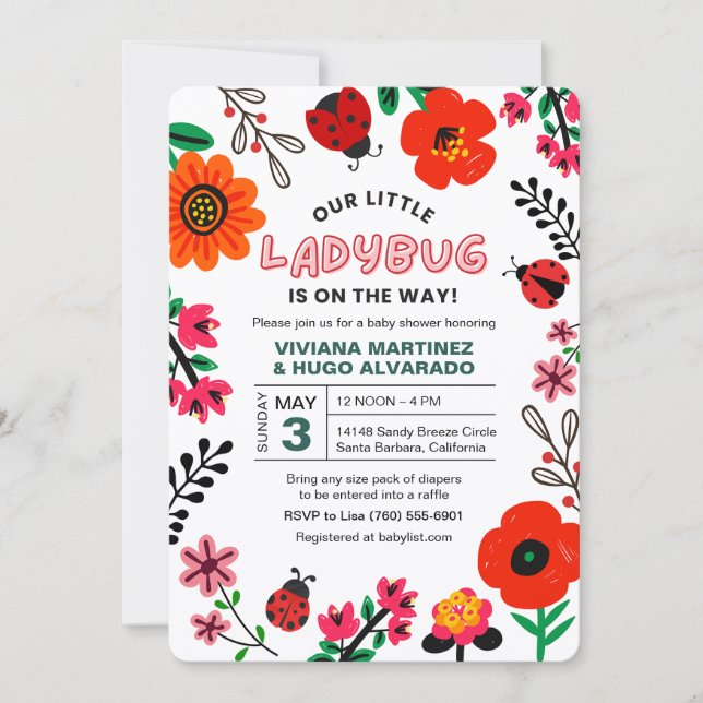 Ladybug Baby Shower Invitation Lovebug Invite Inbjudningar (Framsida)