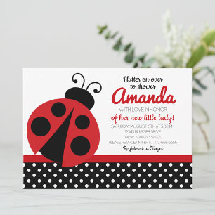 Ladybug Baby Shower Party-inbjudningar Inbjudningar