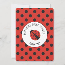 Ladybug Baby Shower Polka - Tack för ditt kort