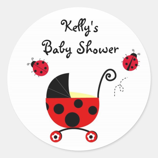 Ladybug Baby Shower Stickers etiketter (Framsida)
