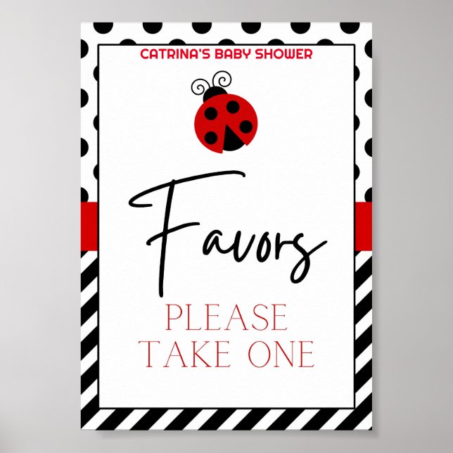Ladybug Baby Shower-tecken Poster (Framsidan)