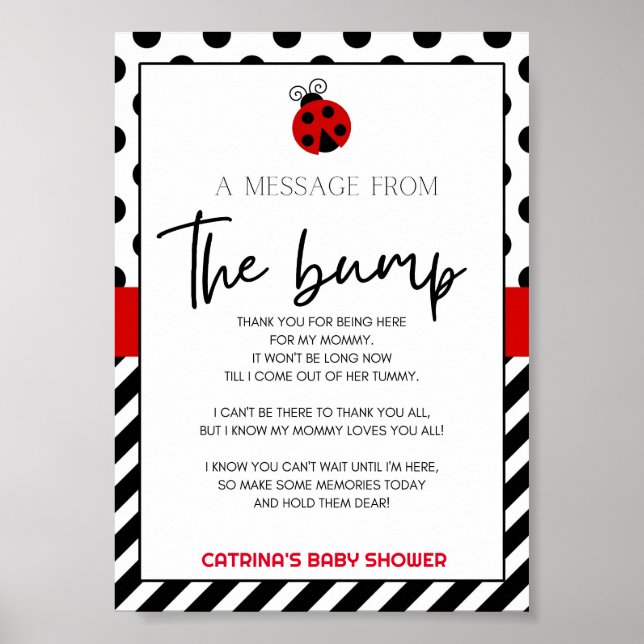 Ladybug Baby Shower-tecken Poster (Framsidan)