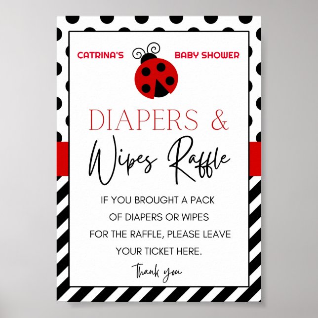 Ladybug Baby Shower-tecken Poster (Framsidan)