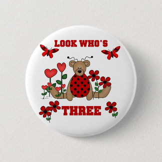 Ladybug Bear 3:e födelsedag Tshirts Knapp
